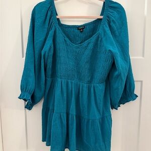 Torrid Teal Smocked Blouse